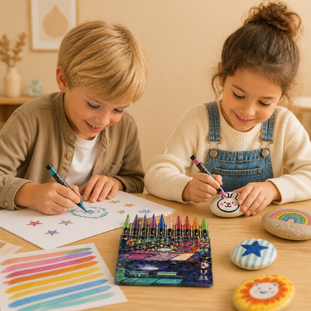 Glitter-Penselmarker Set – Glittrande Konstmarker Med Två Spetsar