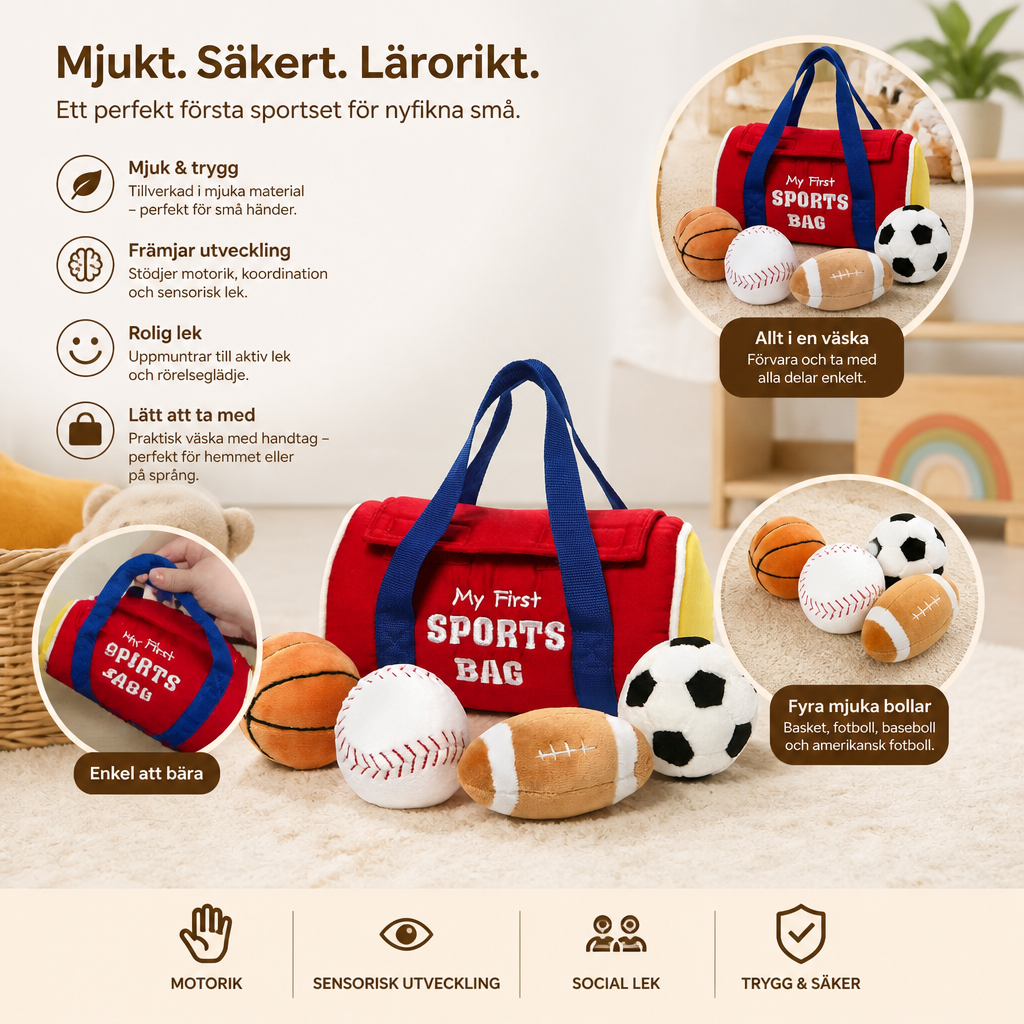 Mitt Första Sportplushset – Mjuk Leksak För Bebisar