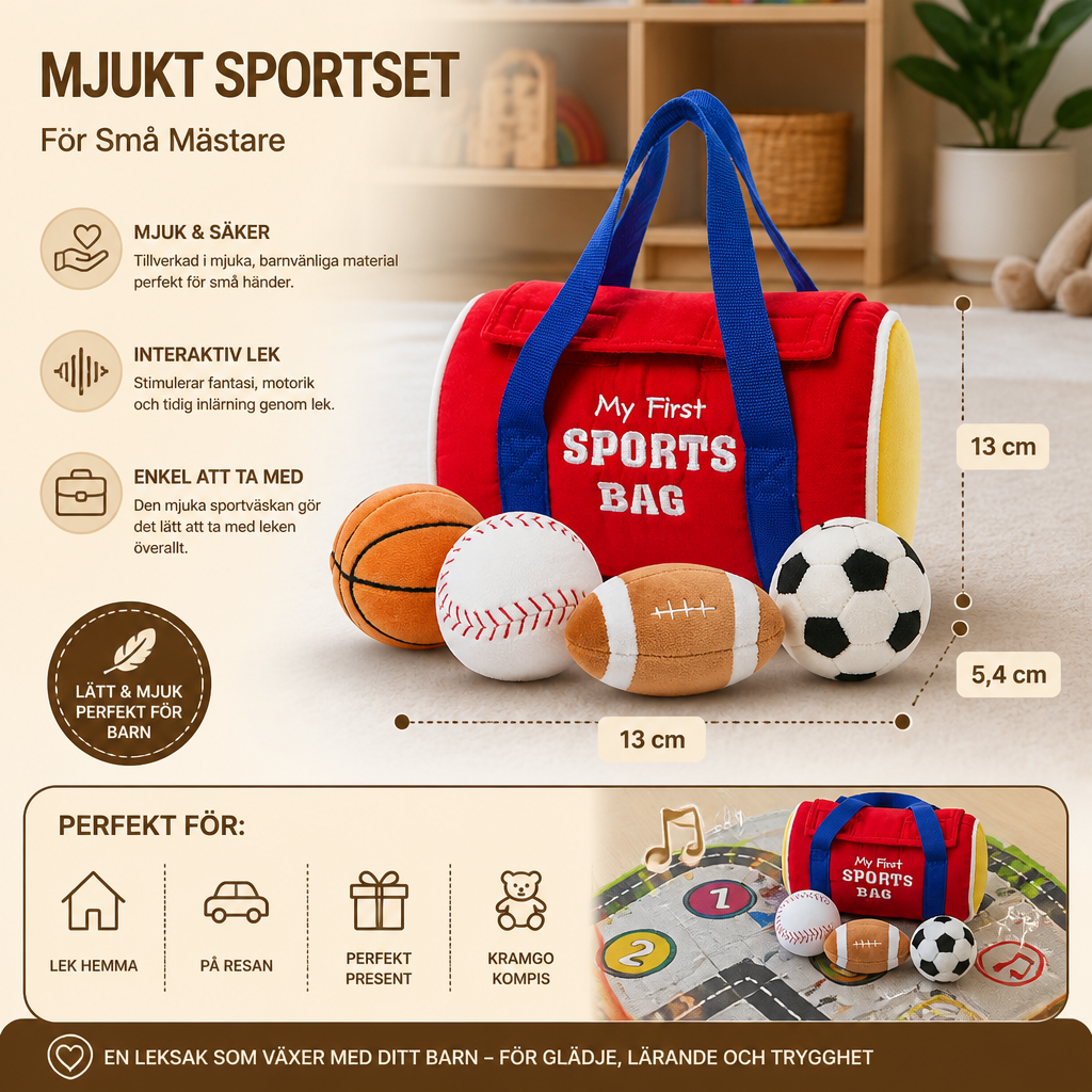 Mitt Första Sportplushset – Mjuk Leksak För Bebisar