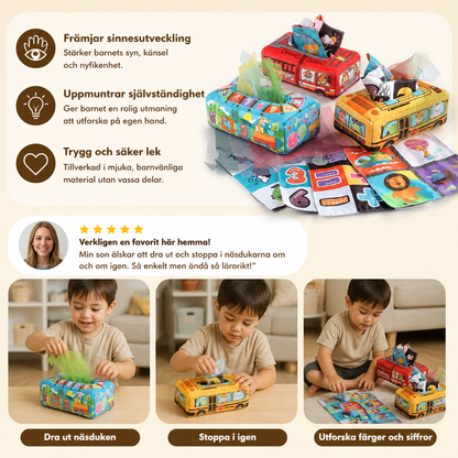 Montessori Magiska Näsdukslåda – Sensorisk Leksak För Bebisar