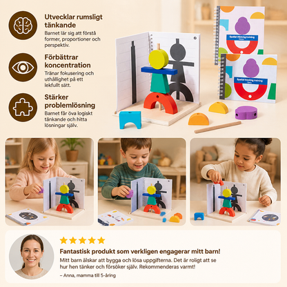 Träpussel med 3D-skuggmatchning och rumstänkande för barn