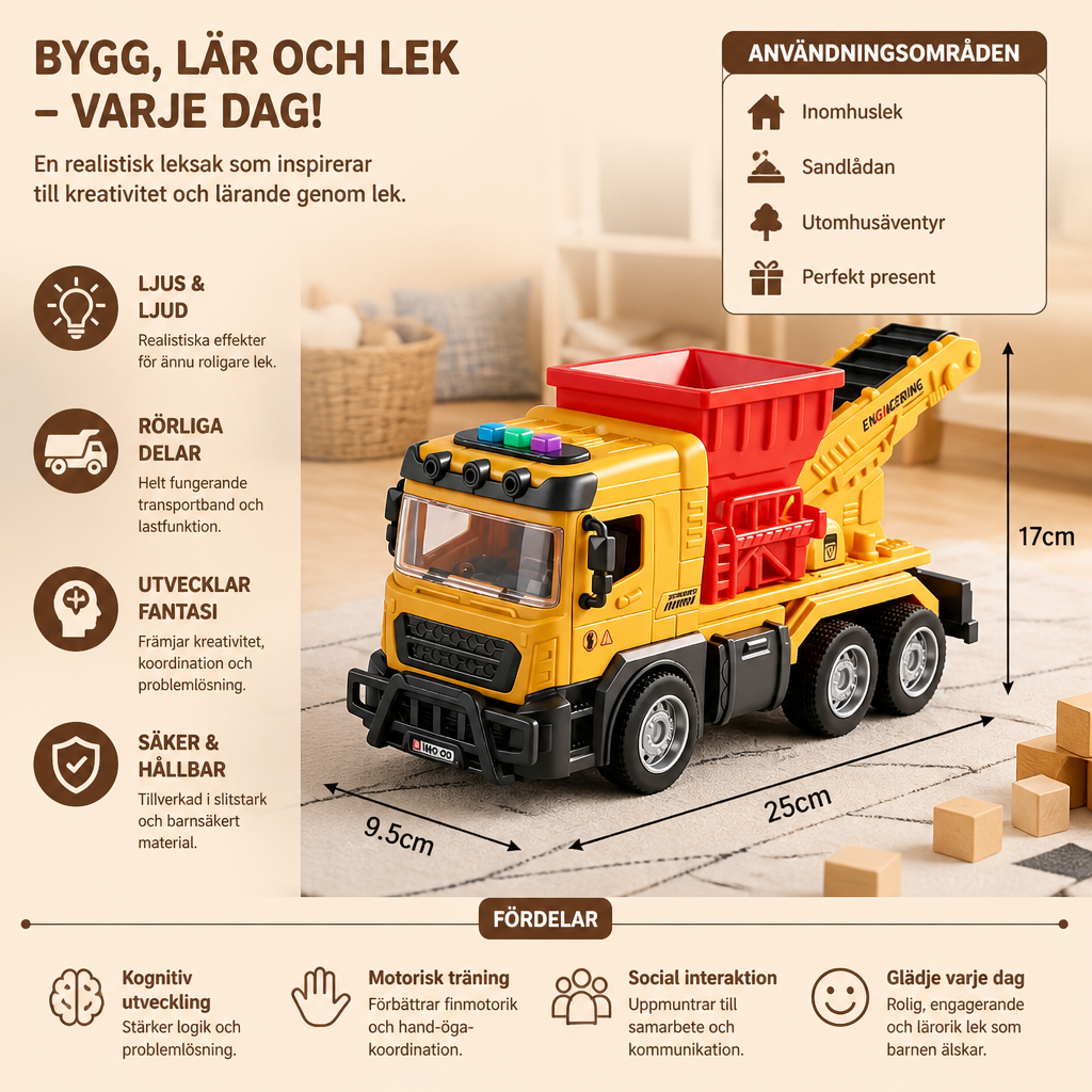 Leksaksdumper med Ljus- & Ljudeffekter