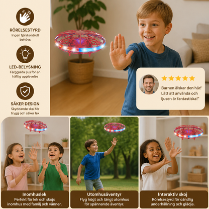 Rörelsestyrd flygande LED-UFO-drönare
