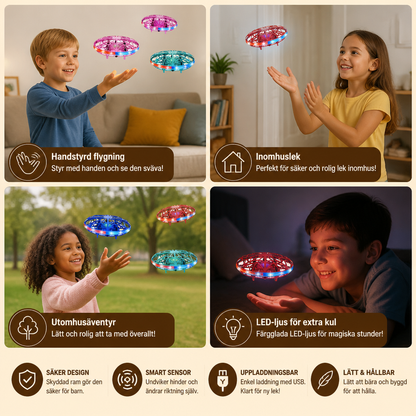 Rörelsestyrd flygande LED-UFO-drönare