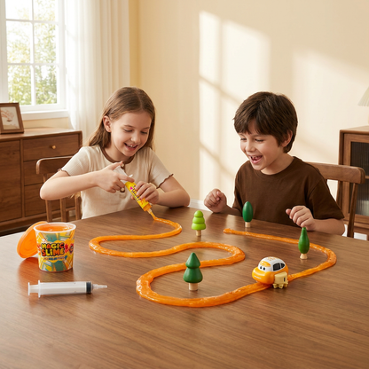 Magiskt Slime-Racerbaneset – DIY-Äventyr med Elbilar