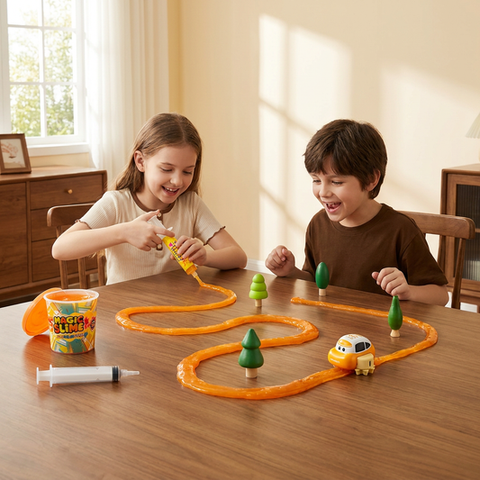 Magiskt Slime-Racerbaneset – DIY-Äventyr med Elbilar