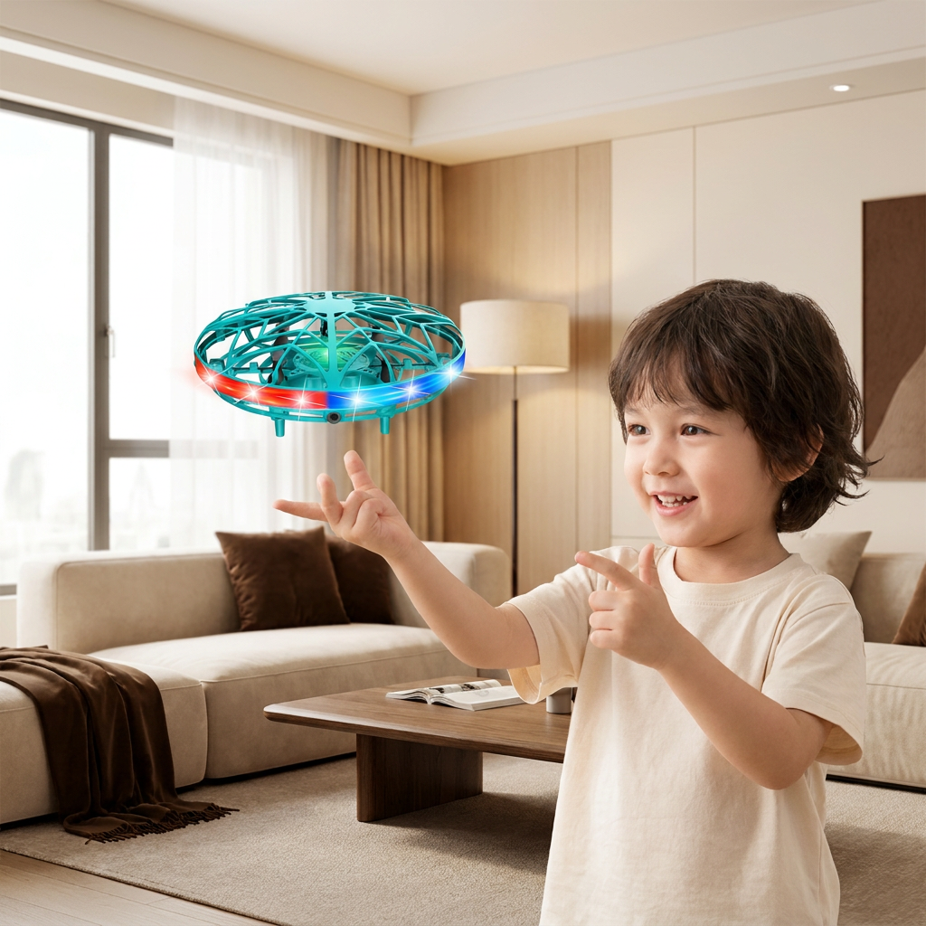 Rörelsestyrd flygande LED-UFO-drönare