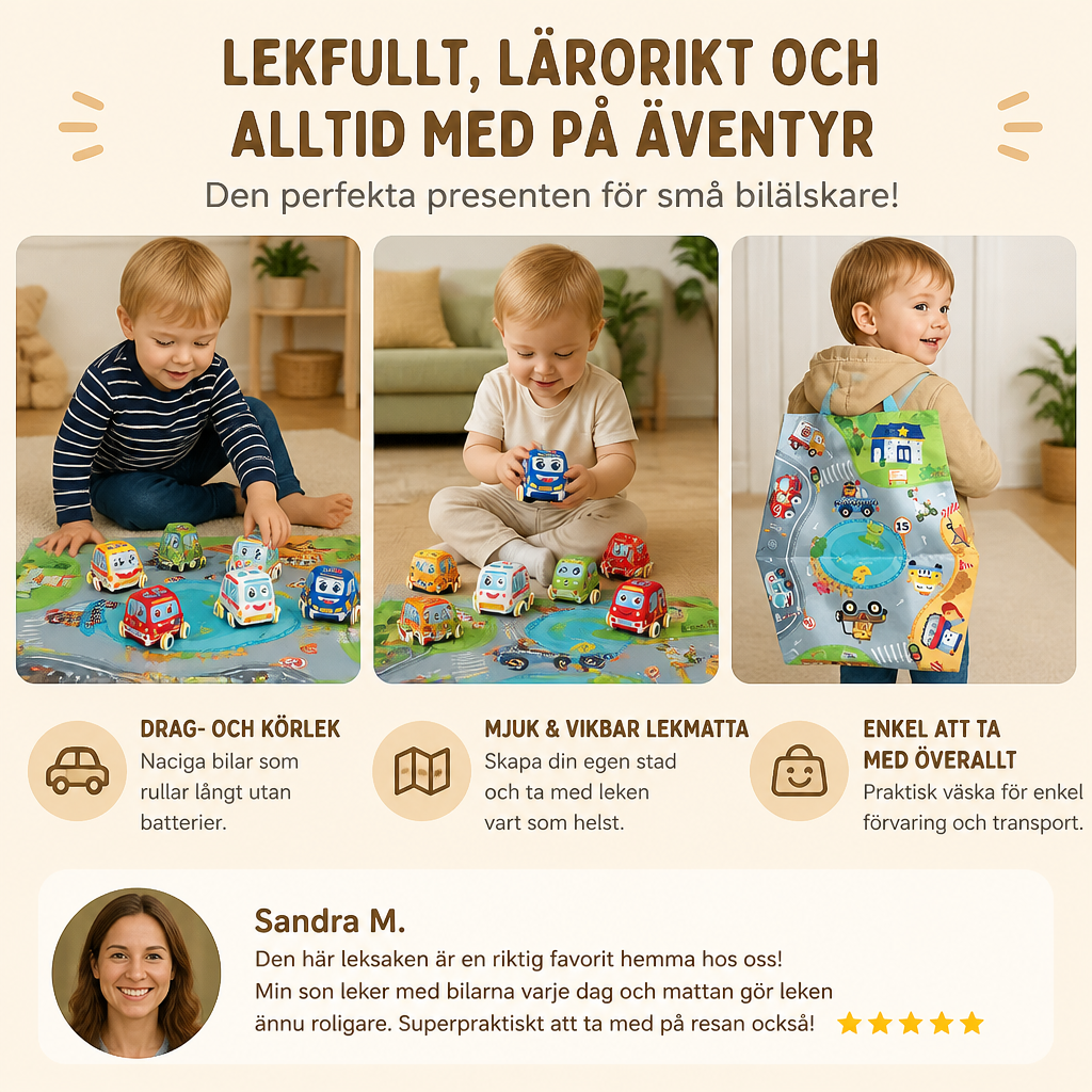 Mjukt dragbil-leksakset med hopfällbar lekmatta och bärväska för småbarn