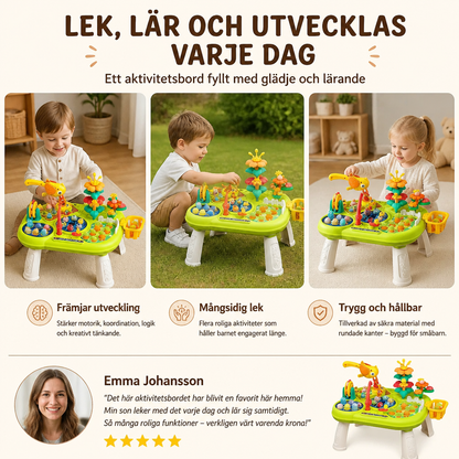 Barns multifunktionella aktivitetsbord med flera lekstationer