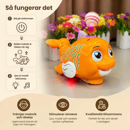 Interaktiv Svävande Fiskleksak Med Boll, Ljus & Musik