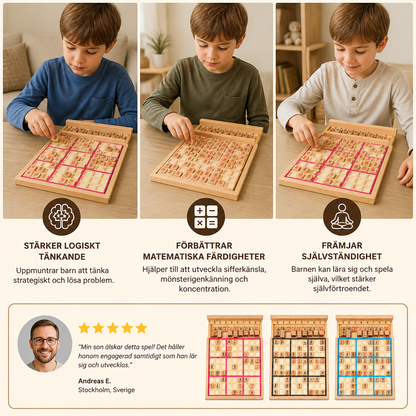 Trä-Sudoku-Pusselbräda – Pedagogiskt Logik- & Mattespel