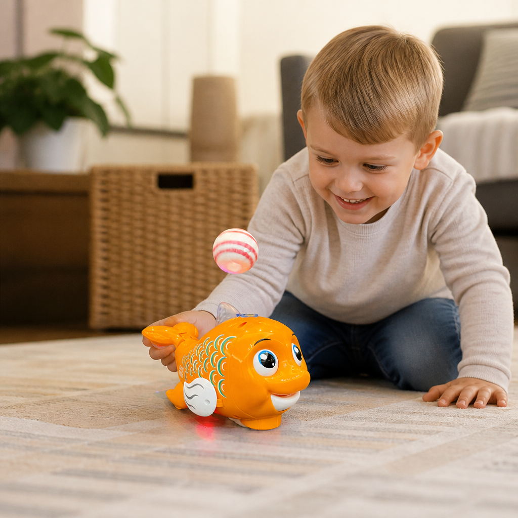 Interaktiv Svävande Fiskleksak Med Boll, Ljus & Musik