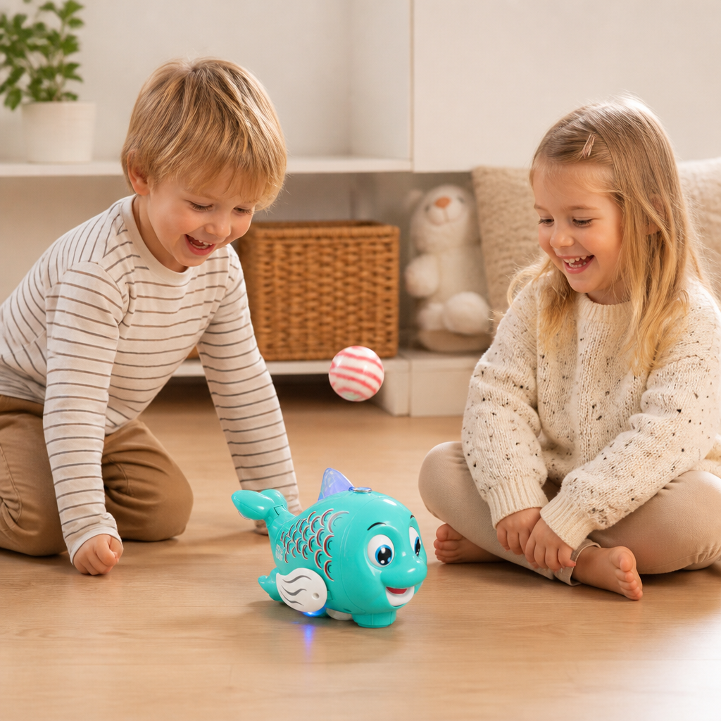 Interaktiv Svävande Fiskleksak Med Boll, Ljus & Musik