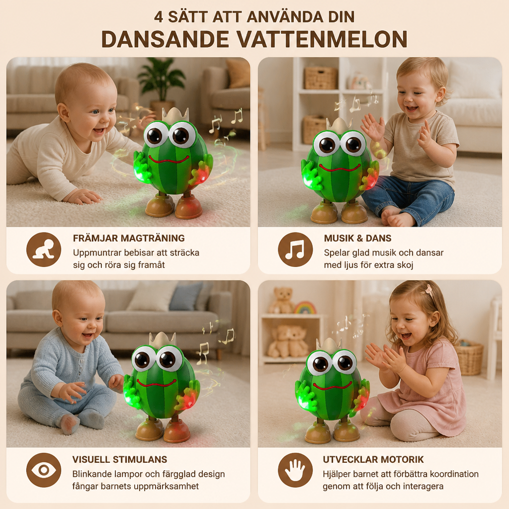 Dansande Vattenmelon-Leksak För Magläge Med Ljus & Musik