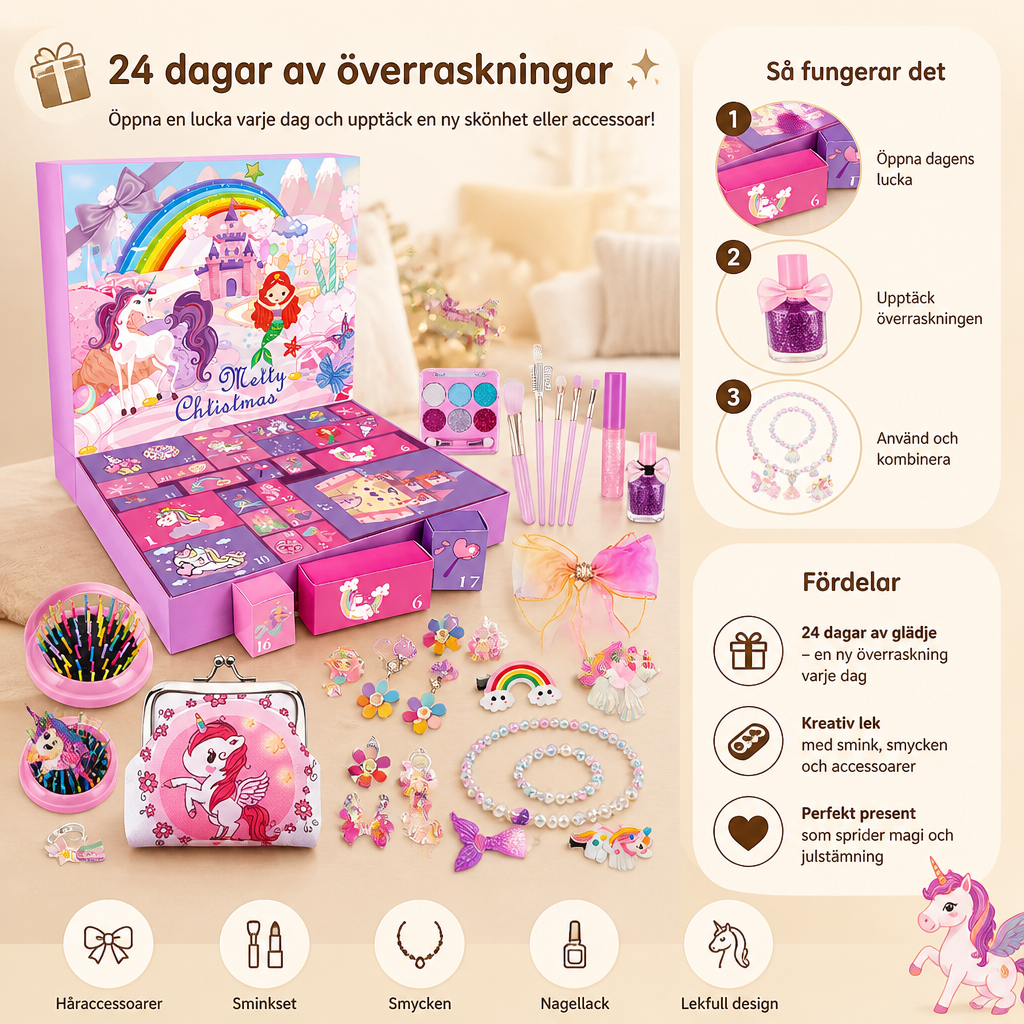Överraskningsadventskalender Med Enhörning & Prinsessa För Flickor