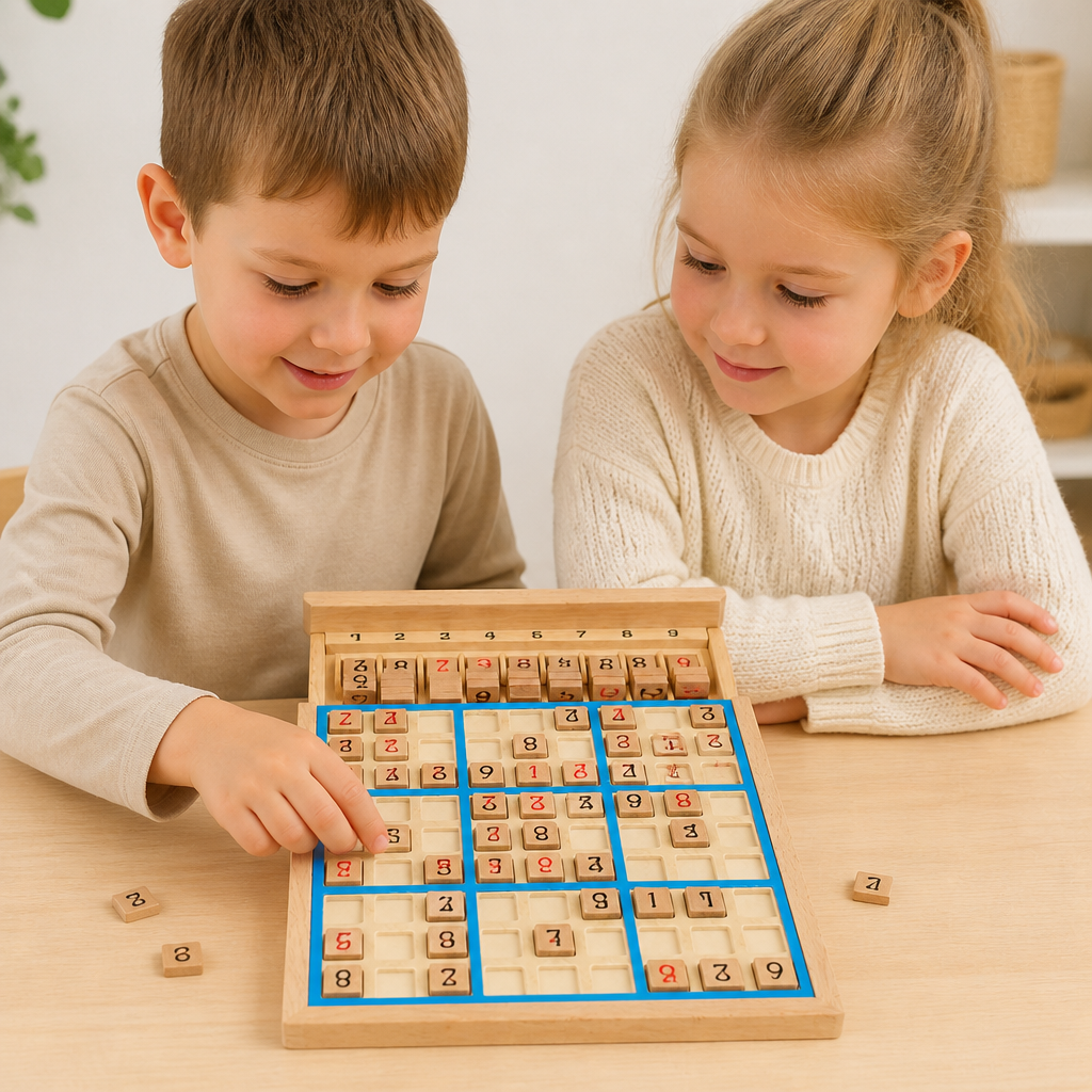 Trä-Sudoku-Pusselbräda – Pedagogiskt Logik- & Mattespel