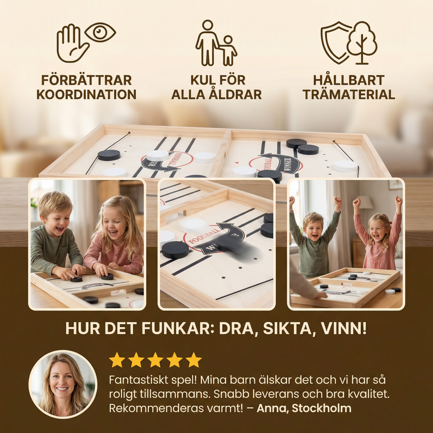 Slingpuck schackspel i trä