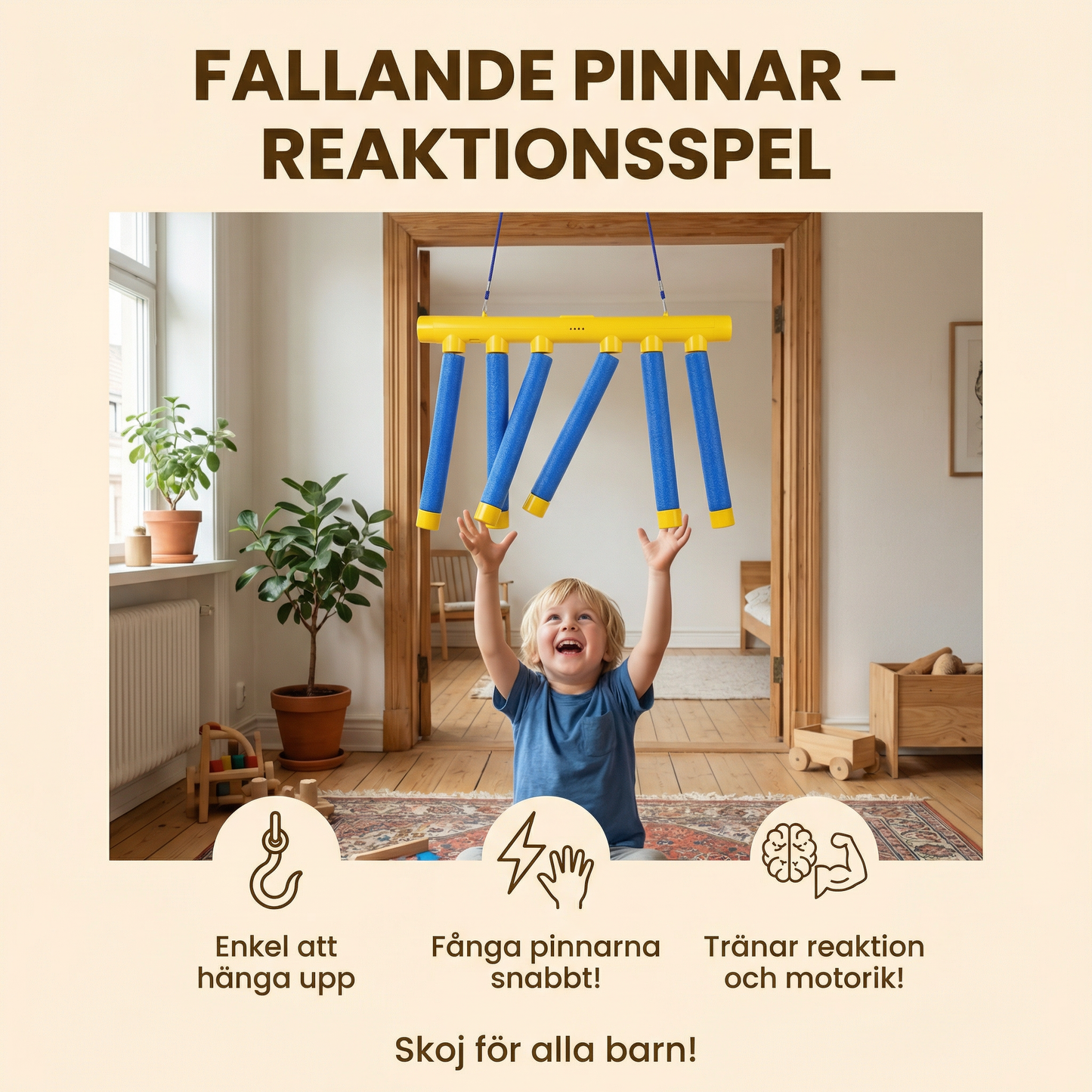 Fallande pinnar – reaktionsspel för barn