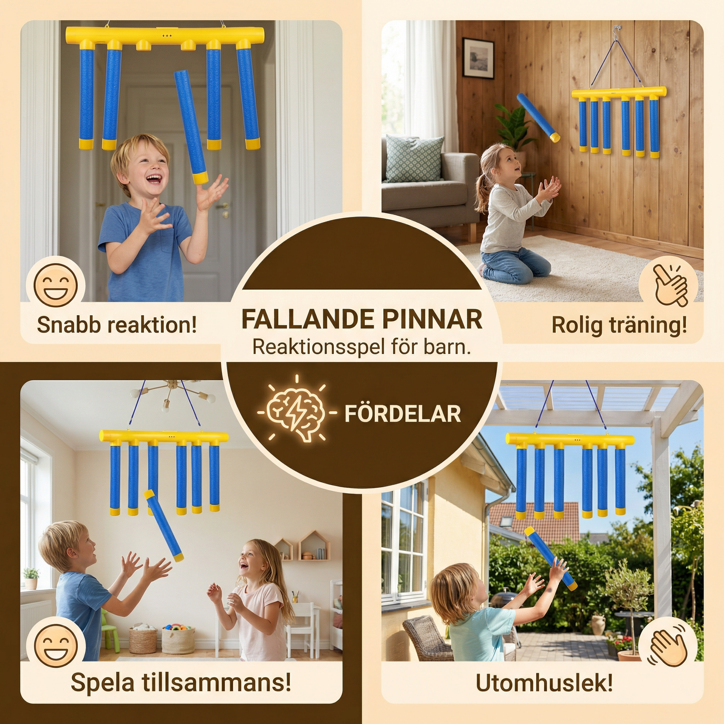 Fallande pinnar – reaktionsspel för barn