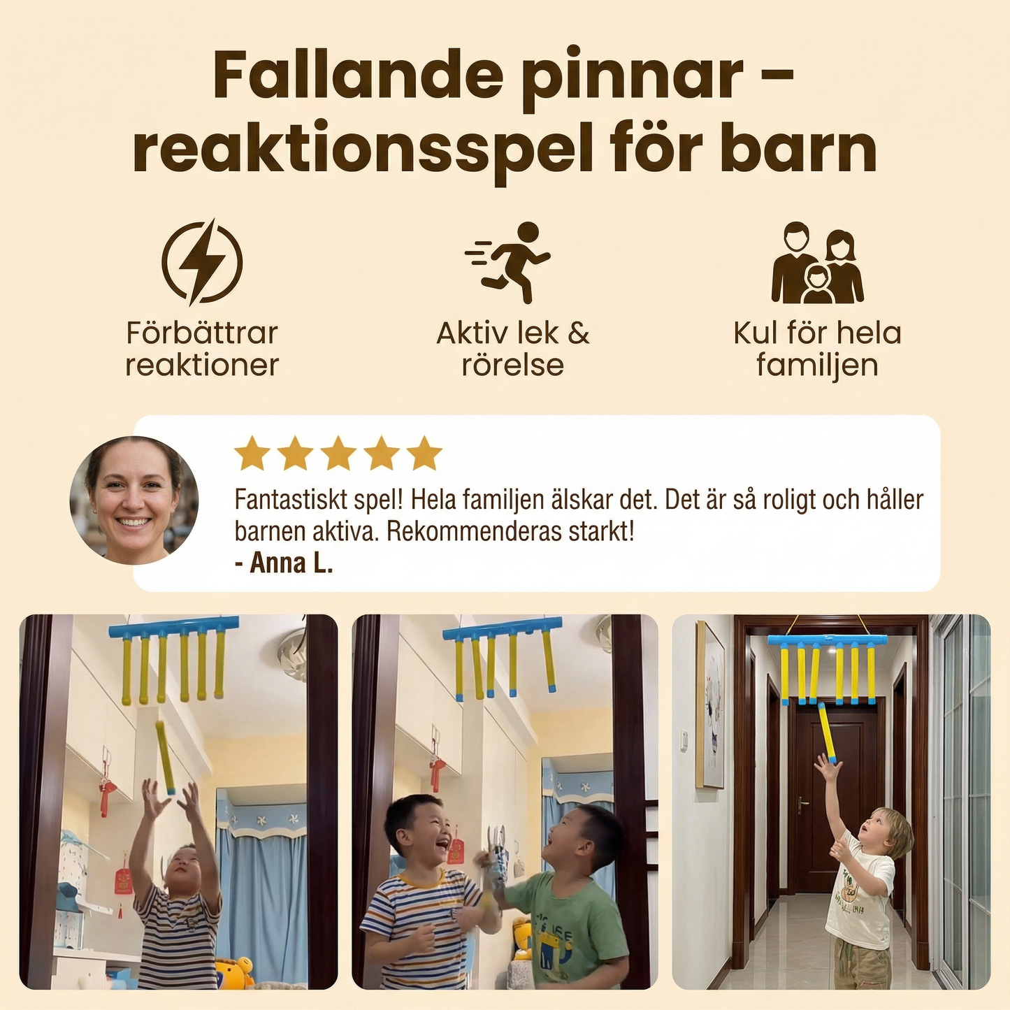 Fallande pinnar – reaktionsspel för barn