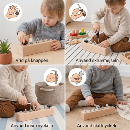 Montessori träskruvleksak – finmotorik- och koncentrationsträning för barn