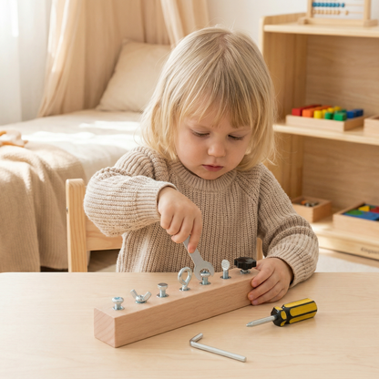 Montessori träskruvleksak – finmotorik- och koncentrationsträning för barn