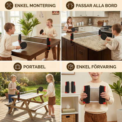 Anpassningsbart bordtennisset – Passar alla bord