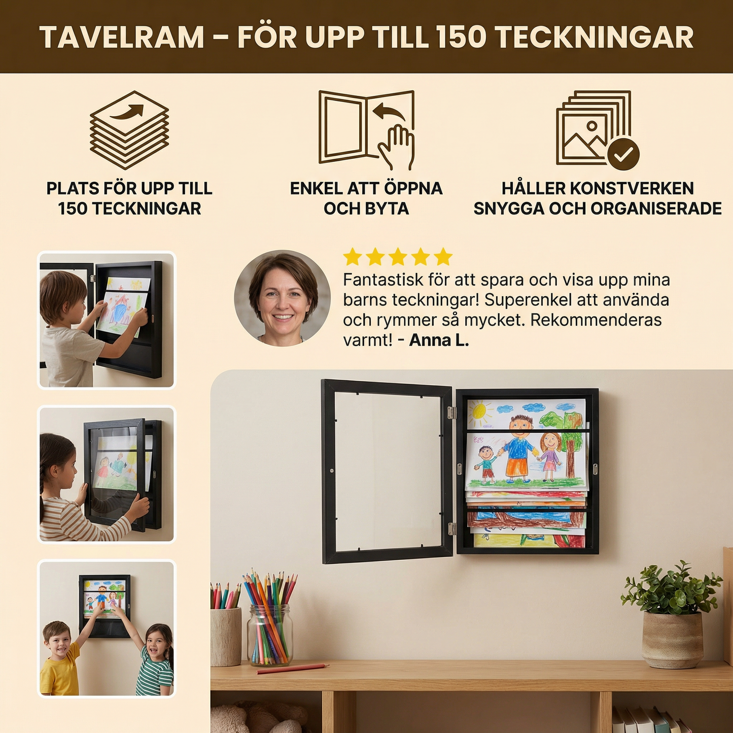 Tavelram – för upp till 150 teckningar