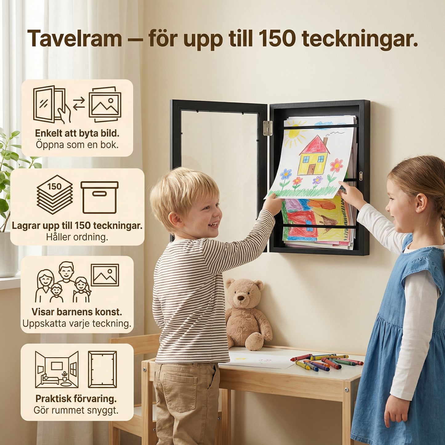 Tavelram – för upp till 150 teckningar