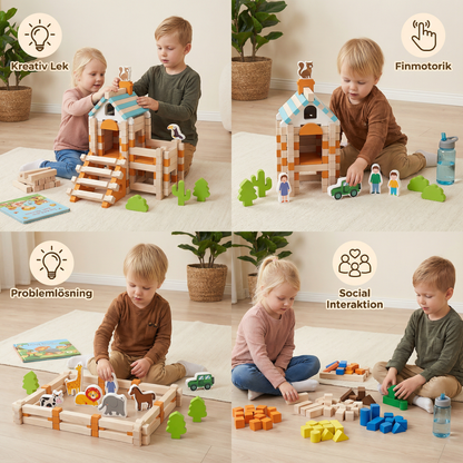 Montessori träbyggkloss-set – Naturlig stapel- och konstruktionsleksak