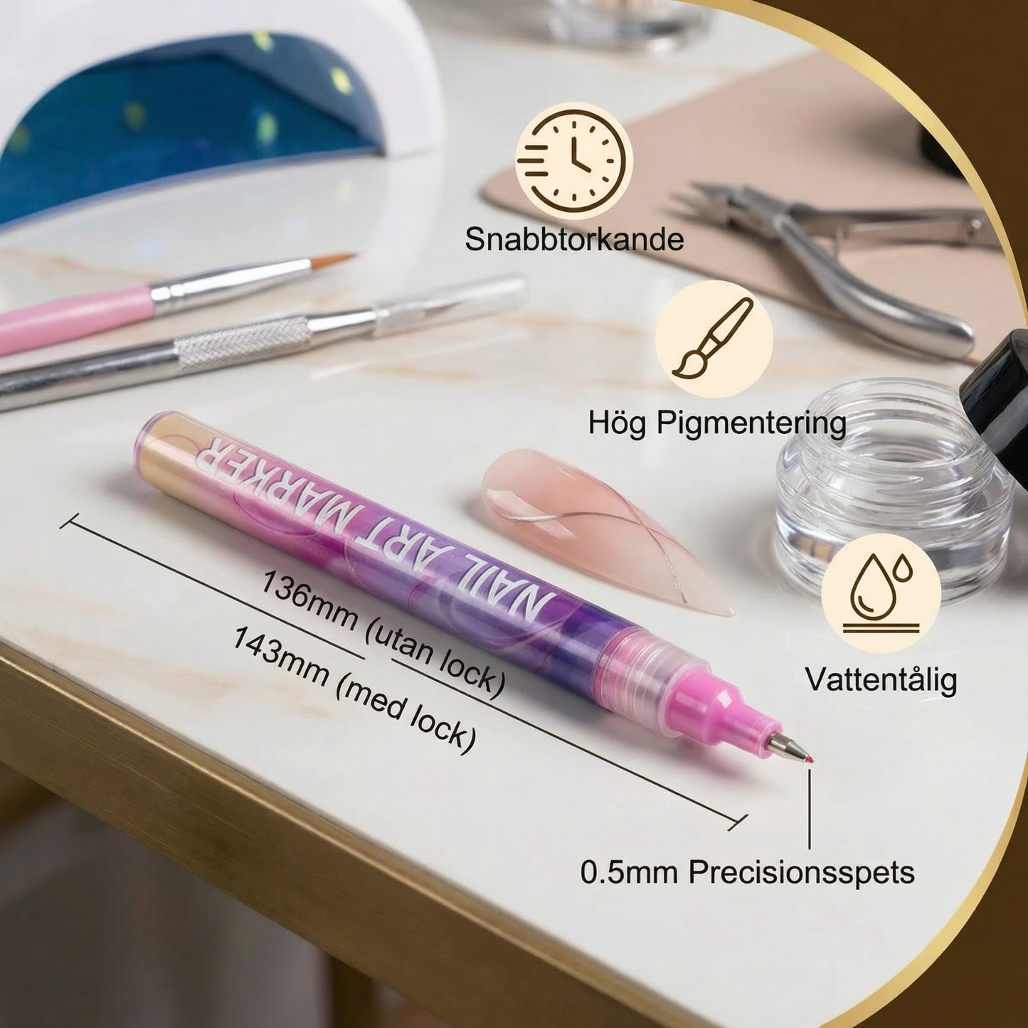 Nail Art-marker set med precisionstipp – akrylpennor för fina nageldesigner