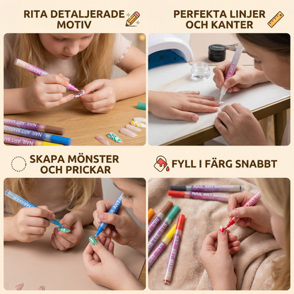 Nail Art-marker set med precisionstipp – akrylpennor för fina nageldesigner