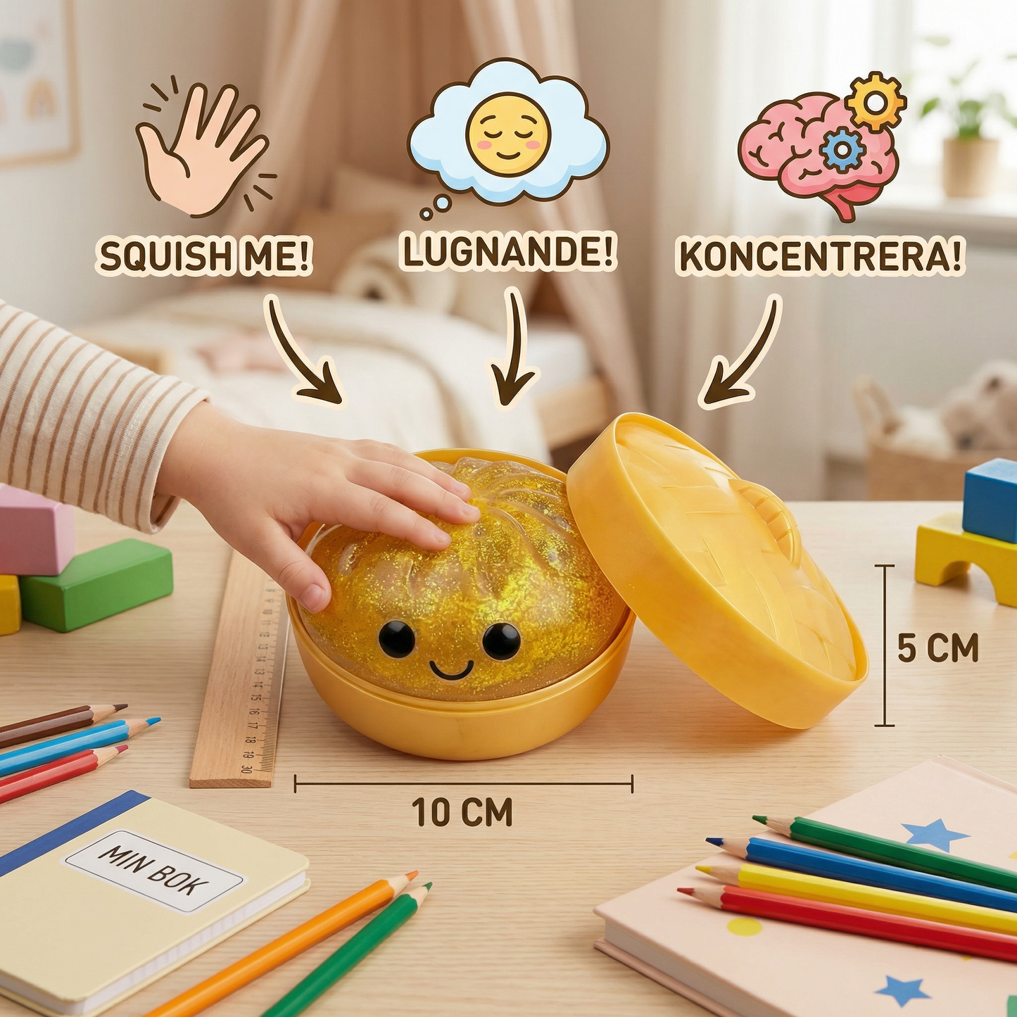 Squishy Fidget Lektoy – Kawaii Stresslindrande Squeeze Ball