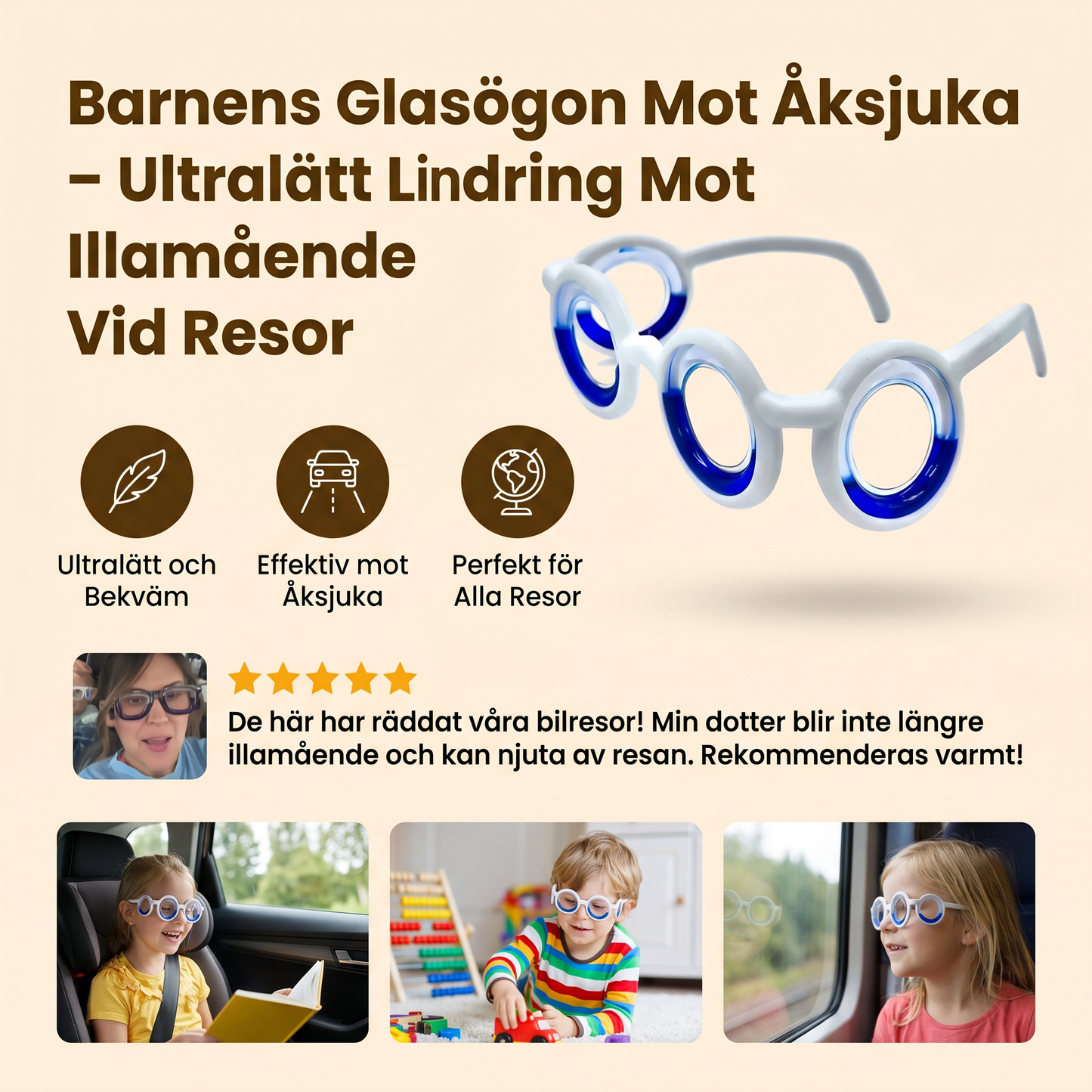 Barnens Glasögon Mot Åksjuka – Ultralätt Lindring Mot Illamående Vid Resor