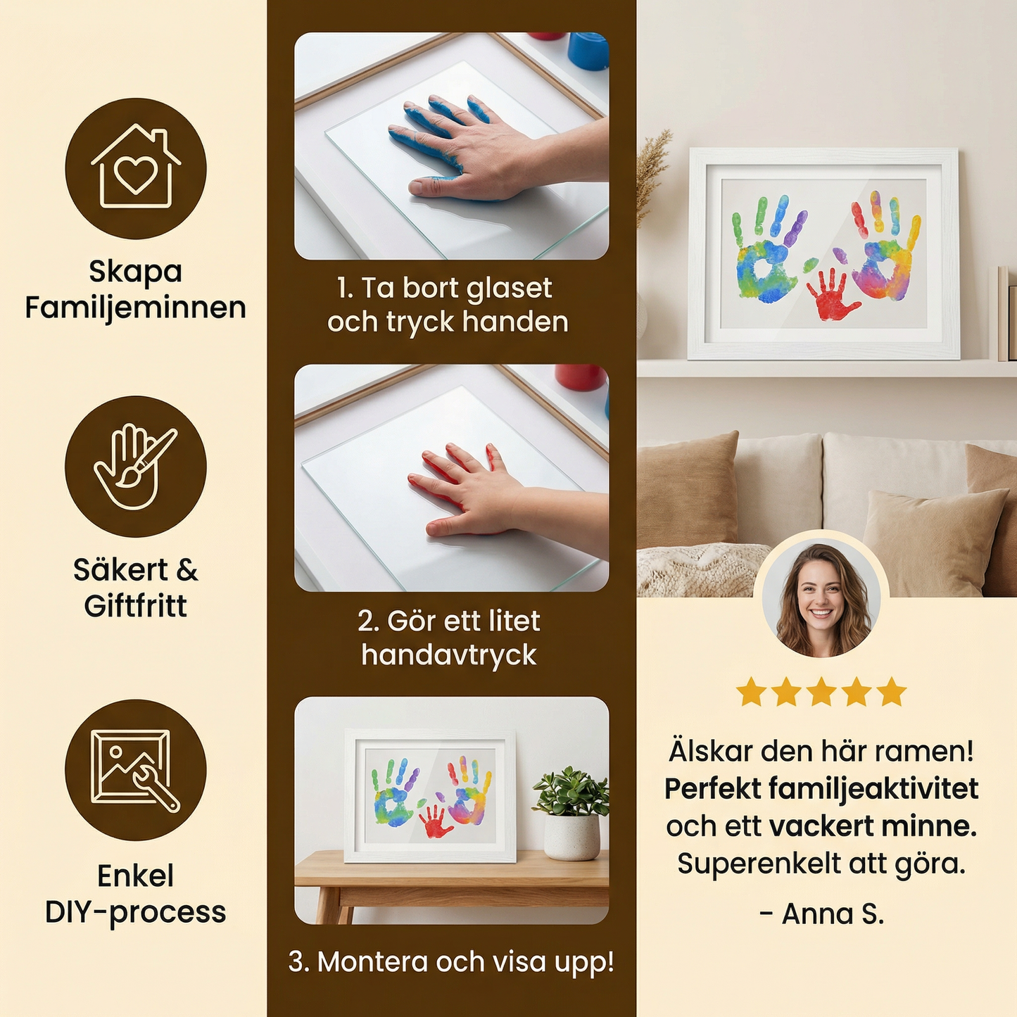 DIY Handavtrycksram i Trä – Familjepåminnelseset med Färger