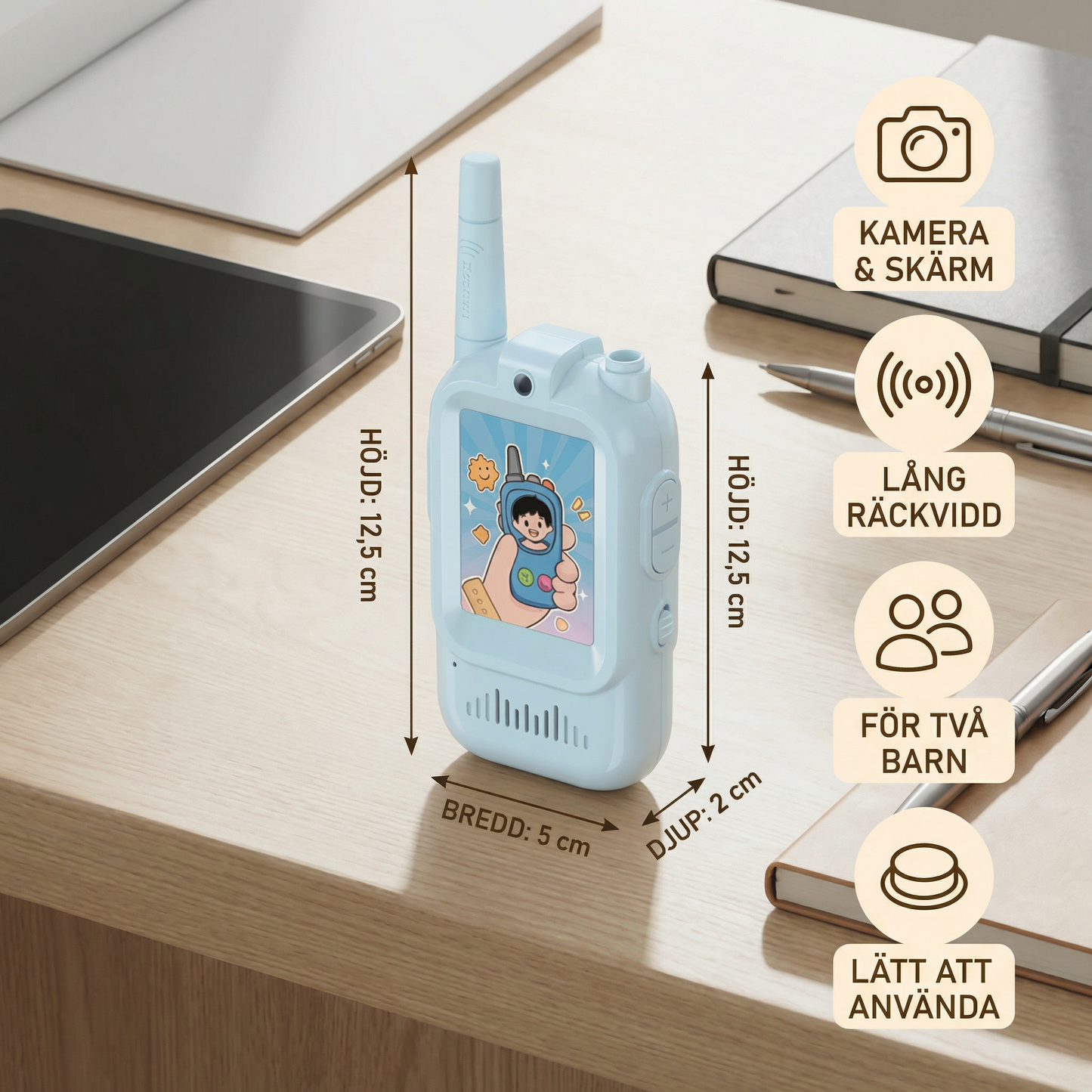 Set 2 Walkie-Talkies Video för Barn – Interkom med Kamera och Skärm