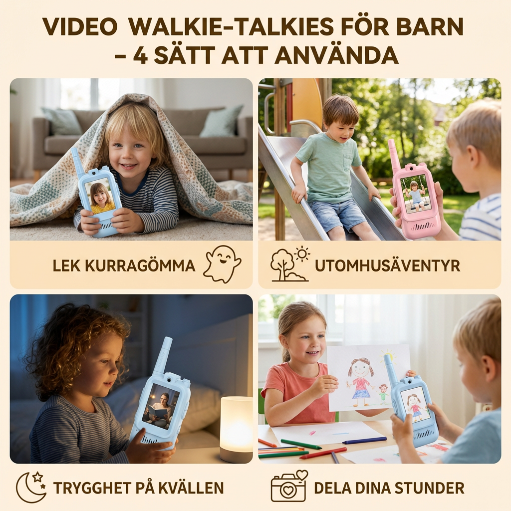 Set 2 Walkie-Talkies Video för Barn – Interkom med Kamera och Skärm