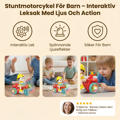 Stuntmotorcykel För Barn – Interaktiv Leksak Med Ljus Och Action