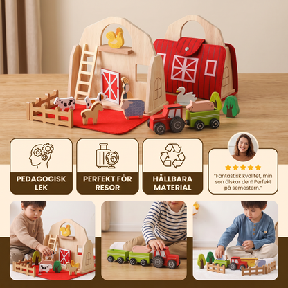 Montessori Trä- och Filtbondgård för Resor – Perfekt för Lek på Språng