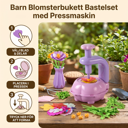 Barn Blomsterbukett Bastelset med Pressmaskin – DIY Kreativset för Flickor