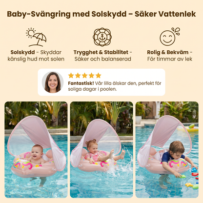 Baby-Svängring med Solskydd – Uppblåsbar Sittkrage för Säker Vattenlek