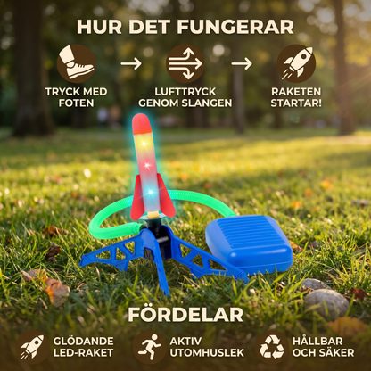 Barn Raketstarter med Fotpump – Glödande Utomhus Lufttrycksleksak