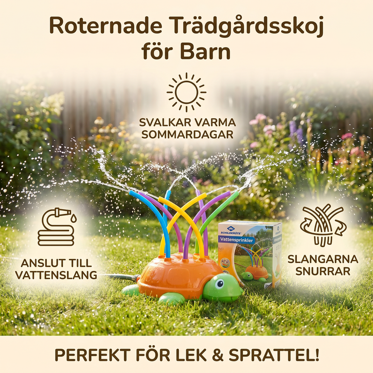 Schildkröte Vattensprinkler – Roternade Trädgårdsskoj för Barn på Varma Sommardagar
