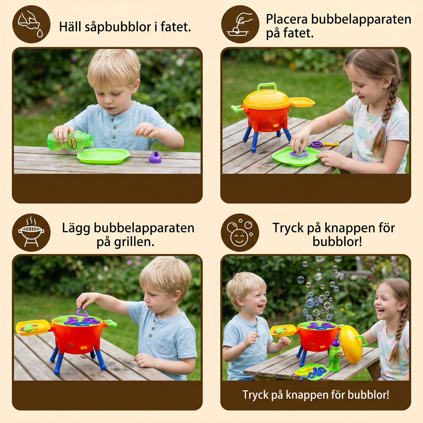 BBQ Seifenblasenmaskin Lektoy med Seifenlösning och Former
