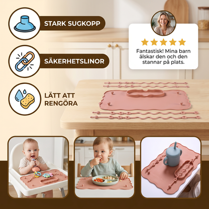Antislipande silikonmatta för barn med sugkopp och säkerhetslina