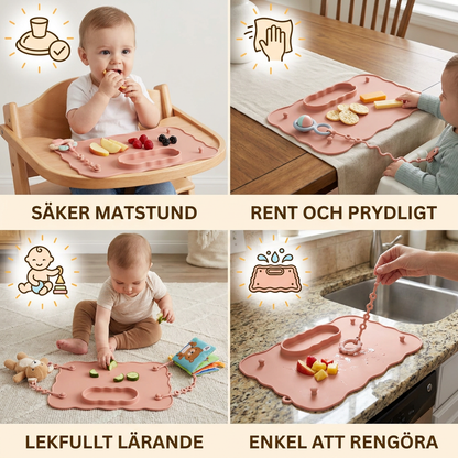 Antislipande silikonmatta för barn med sugkopp och säkerhetslina
