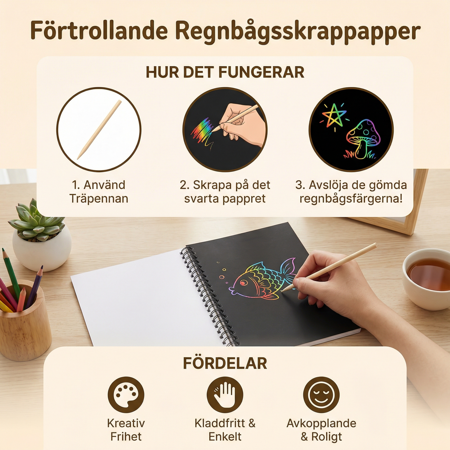 Förtrollande regnbågsskrappapper