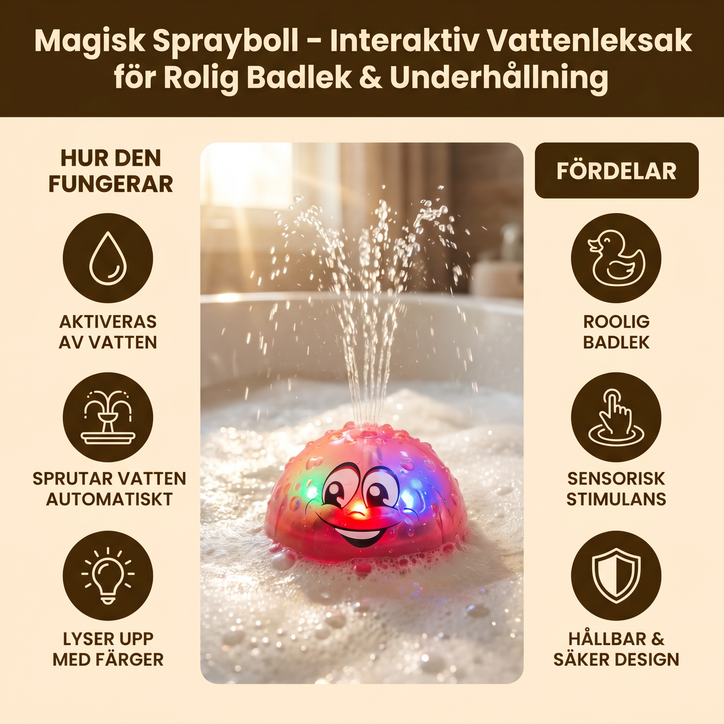 Magisk Sprayboll – Interaktiv Vattenleksak för Rolig Badlek & Underhållning