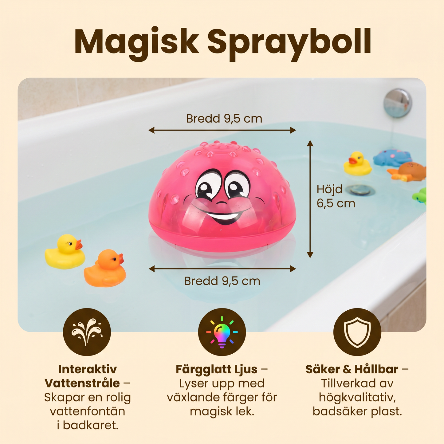 Magisk Sprayboll – Interaktiv Vattenleksak för Rolig Badlek & Underhållning