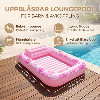 Uppblåsbar loungepool med kudde & mugghållare